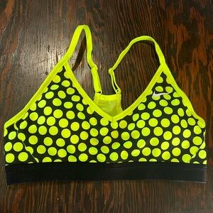 Lime green, polka dot NIKE sports bra